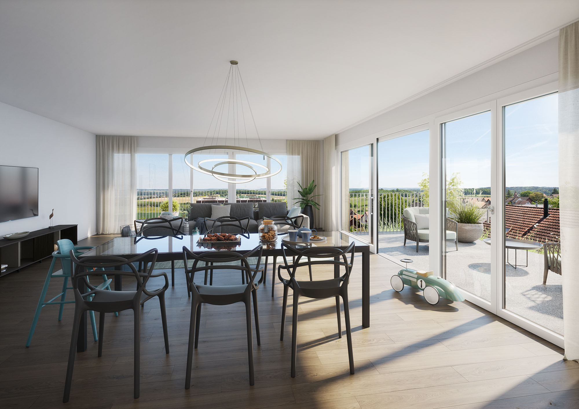 Visualisierung Ess/Wohnbereich REBWEG Humlikon